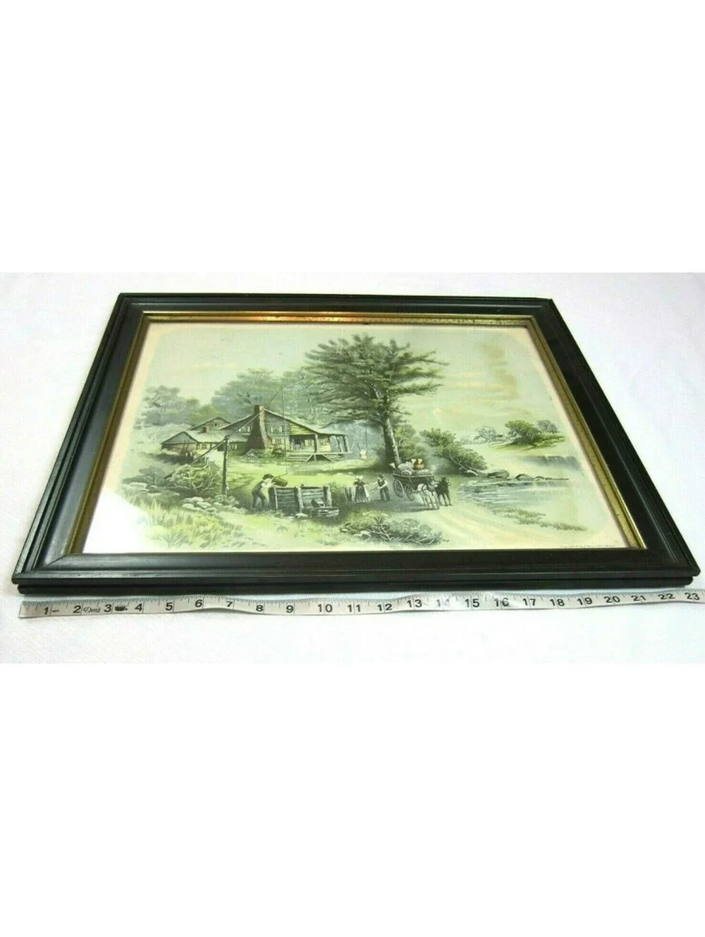 Antique 1897 Hoover Chromolithograph Art Print Old Oaken Bucket 23x19 Framed